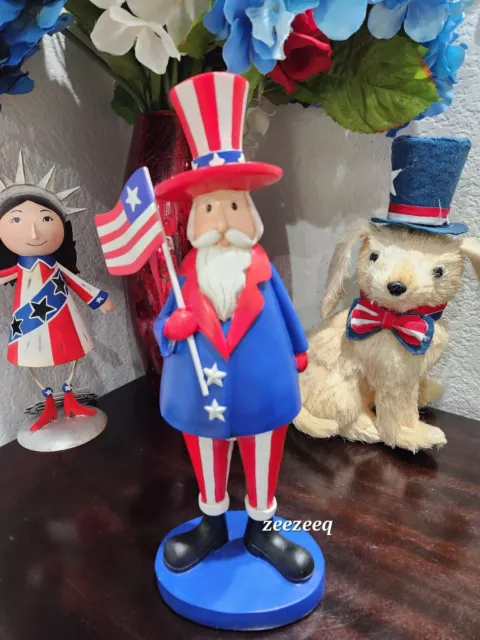 Patriotic 4th of July Uncle Sam Resin Figurine Tabletop Decor 10.5"