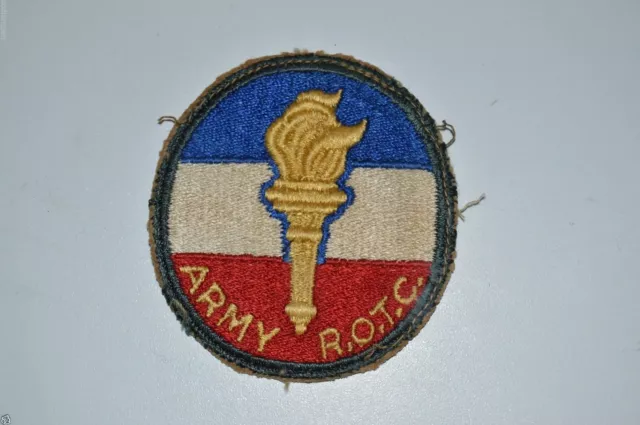 WOW Nice Vintage US Army ROTC Torch Circular Red White & Blue Patch Rare