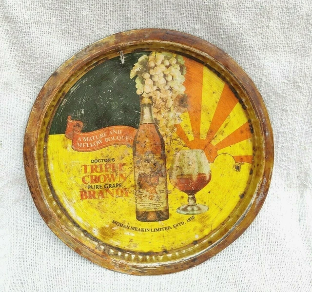 1950s Vintage Mohan Meakin Doctor Who Triplo Corona Brandy Adv Latta Vassoio Old