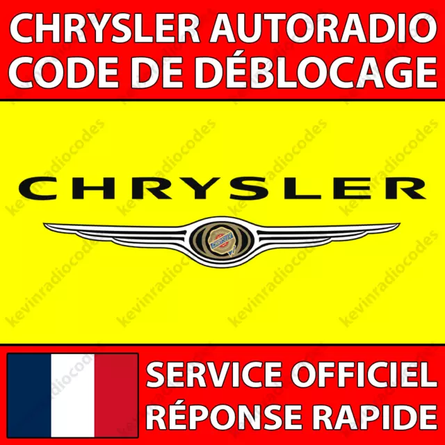 ✅Chrysler Radio Code De Déblocage Pour Pt Cruiser 300 Grand Voyager Sebring✅