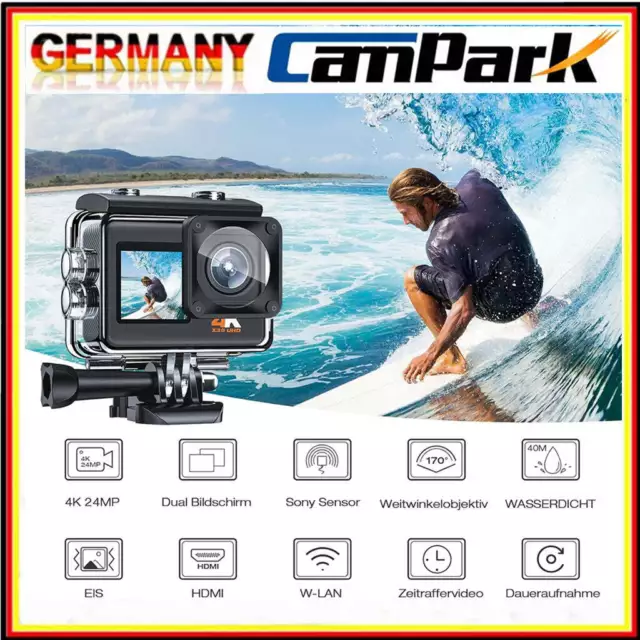✅4K 24MP 30FPS Action Cam Kit Go Pro Wasserdichte kamera Wi-Fi 170° HD Camcorder