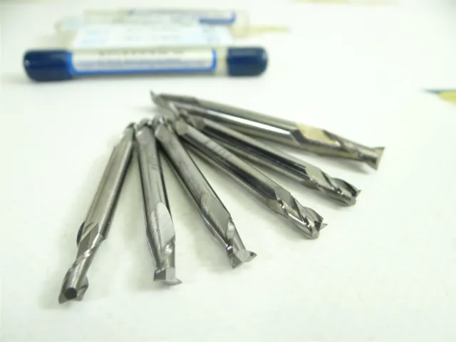 6 Mostly New! Solid Carbide 2 & 4 Flute Double End Mills 9/64" 11/64" & 1/4" Sgs