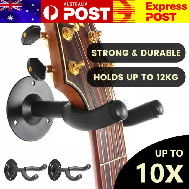 2x Guitar Wall Mount Hanger Padded Holder Hook Keeper Bass Ukulele Banjos