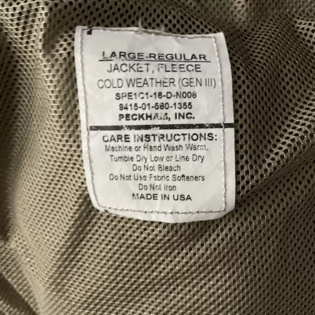 US Army USAF ECWCS Level 3 Multicam Coyote Brown Fleece Jacket Large regular