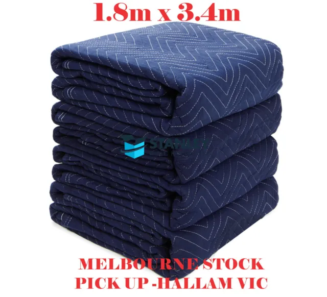 4 PACK Heavy Duty 1.8m x 3.4m Quilted Moving Blankets Furniture Removalist Pads