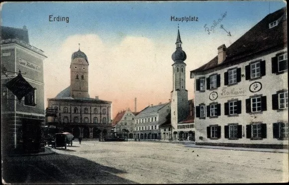 Ak Erding in Oberbayern, Hauptplatz, Schrannenhalle, Stadtturm,... - 10212736