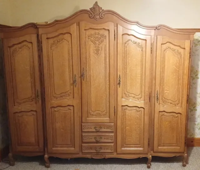 Louis XV Style French Carved 5 door Armoire Wardrobe (LOT 2244)