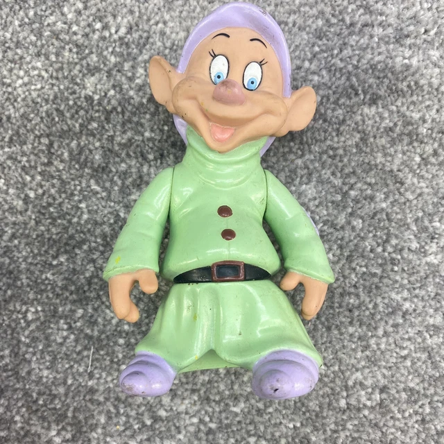 DOPEY DISNEY SNOW White Seven Dwarfs Figurine Vinyl Rubber Collectible ...