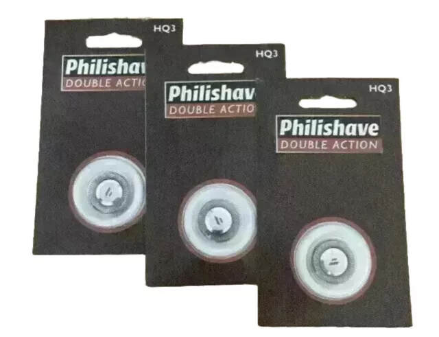 Philips Philishave HQ3 Razor Shaver blade Head Foil Replacement Double Action x3
