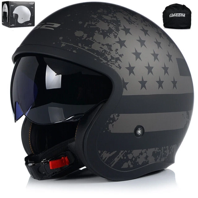 Casque Jet Moto Vintage MOCOERL - Homologation ECE22.06 - Double Visière - Pour Homme Et Femme