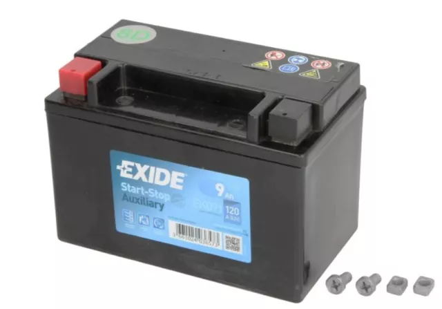 Exide EK091 Batterie de Moto Batterie 9AH pour Aprilia BMW Honda YTX9-4 YTX9-BS