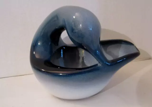 Duck Bird PETER POTS Pottery Pitcher Bowl Planter Cobalt Blue. Studio Ceramic