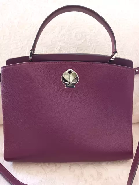 Kate Spade Mulberry Leather Romy Satchel Great Clasp w Crossbody Strap 10.25x8.5