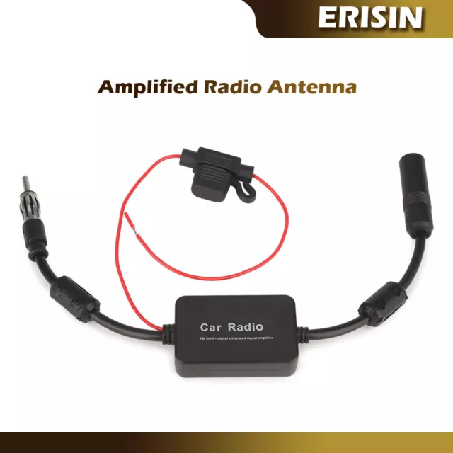 Car Radio Anti-Interference Antenna Din Aerial FM/AM Signal Amplifier Booster