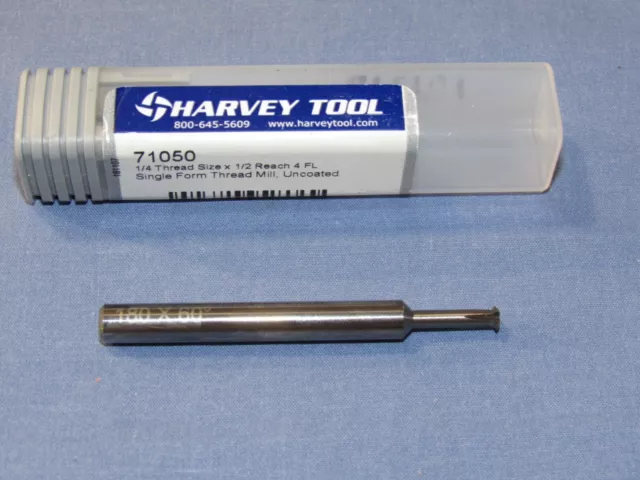 Harvey tool Solid Carbide Thread Mill 0.180"Dia. 1/2 Reach uncoated (71050)