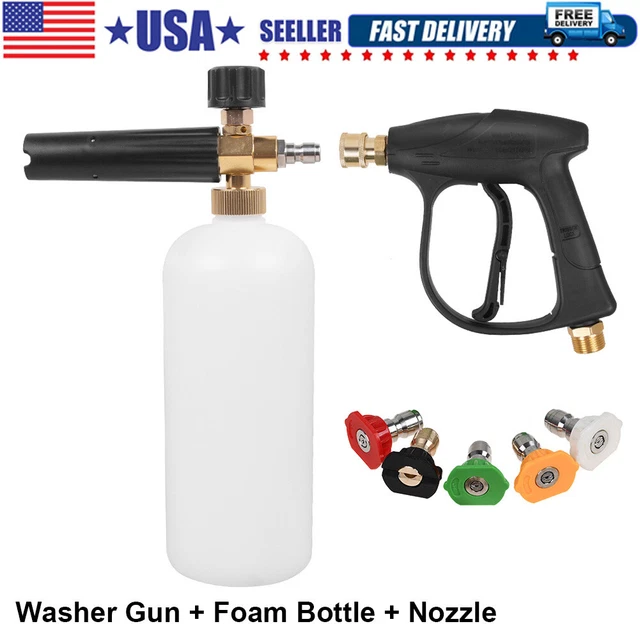 1/4" Snow Foam Pressure Washer Gun Car Wash Soap Lance Cannon Spray Jet Bottle A