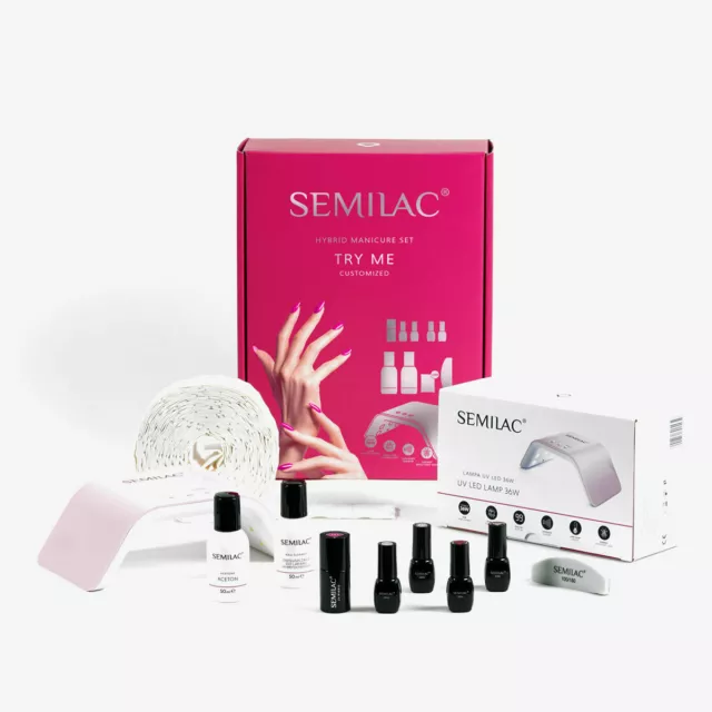 Semilac Starter Geschenkset Kit Try Me 36W UV/LED Lampe Nagel Gel Politur Einweichen 2