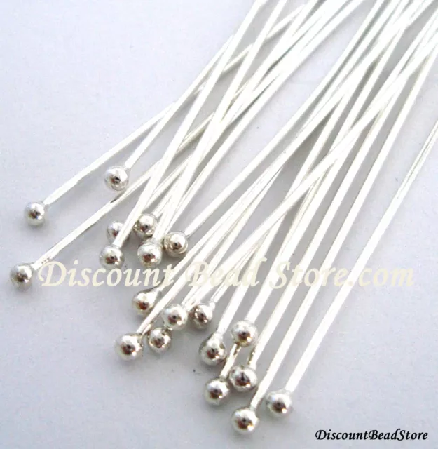 10pcs solid 925 Sterling Silver 20 gauge wire 3" ball Head pin Headpin F72