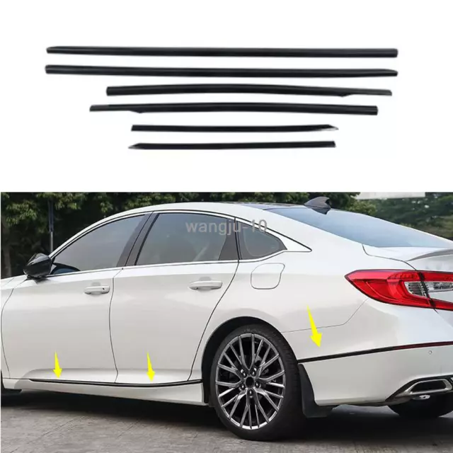 2018-2022 For Honda Accord Glossy Black Steel Door Body Side Molding Strips Trim