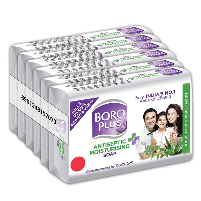 Boroplus Antiseptic And Moisturising Bathing Soap Smooth, Soft 125G (Pack Of 6)
