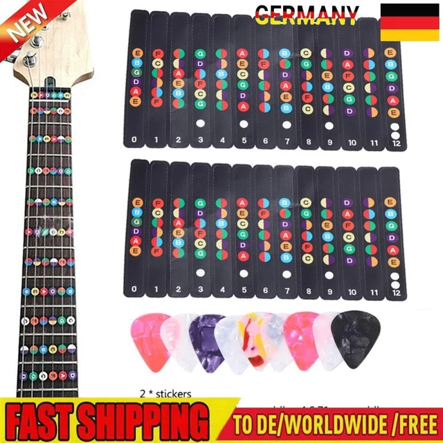 12X GUITAR FRETBOARD Note Labels Sticker Fretboard Bundle Sticker with ...