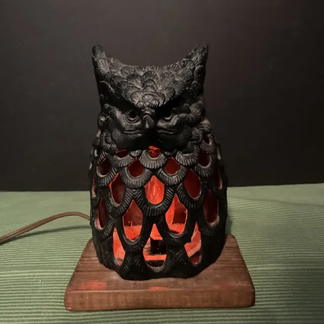 Cast Iron Owl Lantern Wall Sconce Japan Early 20th Century Electrified Lamp RARE
