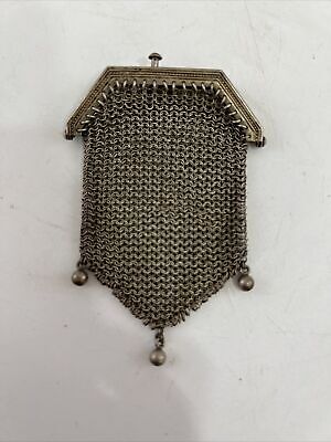 Petite minaudière sac maille métal argenté, Porte Monnaie Maille Ancien