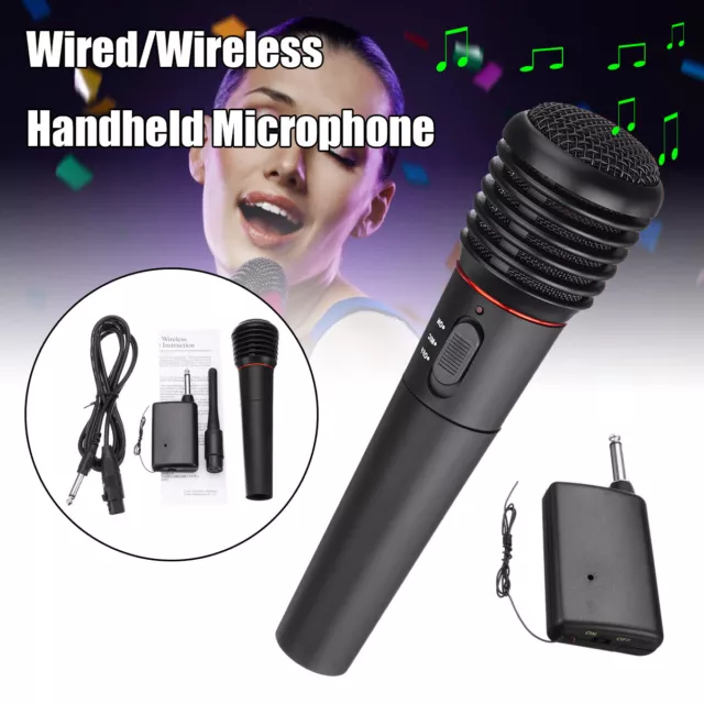 Microphone Wireless/Wired 2 in 1 Handheld Cordless Mic For Karaoke Singing DJ