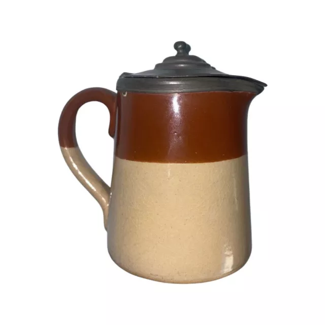 Piccola brocca per il latte inglese in terracotta marrone beige