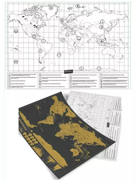 Deluxe Travel Edition Scratch Off World Map Poster Personalized Journal Log 3