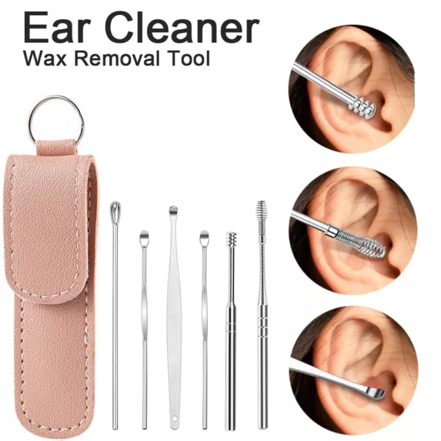 6x Ear Wax Remover Tools Stainless Steel Spring Cleaner Set Pick Wax Removal