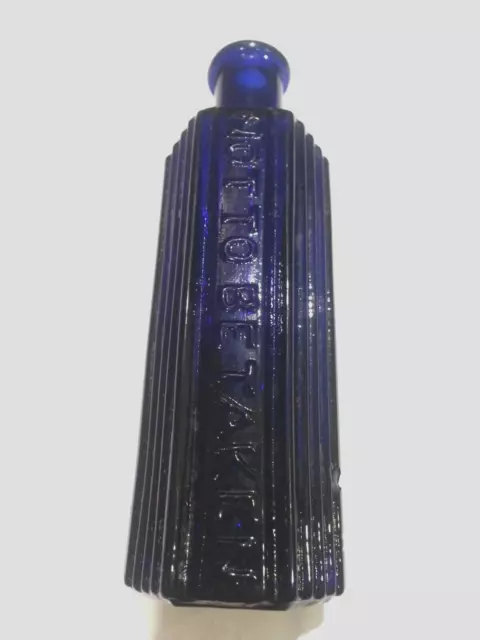 Blue Glass Not To Be Taken 6 Sided 5" Vintage Antique Old Poison Bottle