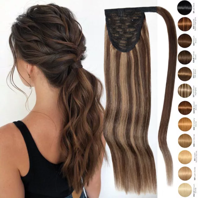 Dick Pferdeschwanz Zopf Clip In HUMAN Remy Echthaar Extensions Ponytail Haarteil