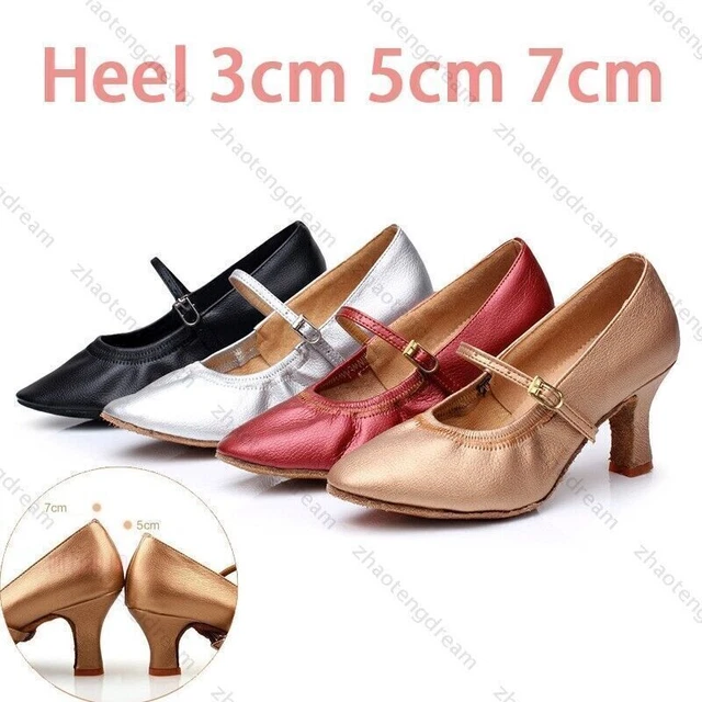 Scarpe Da Ballo Latina Per Donna E Bambina - Sandali Con Tacco 4cm In Pelle - Foto 2