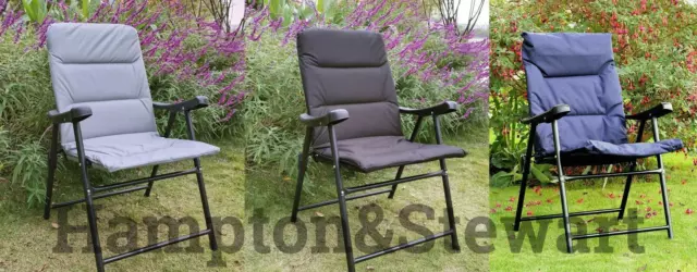 Outdoor Garden Camping Heavy Duty Luxury Padding Folding Padded Deck Chair