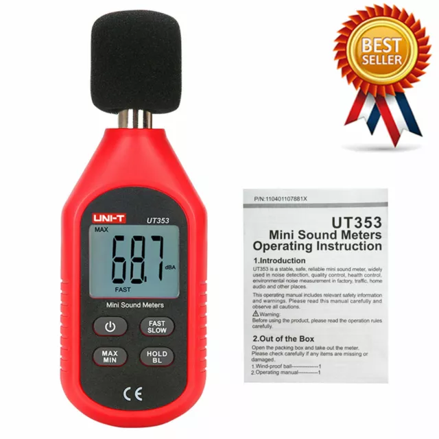 UNI-T UT353 Mini-Schallpegelmesser 30-130 dB Instrumentierungsrauschen Dezibel