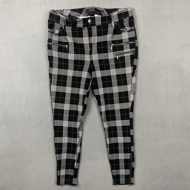 TORRID Pants Size 14 Pixie Plus Black Blue White Plaid High-Rise Pull On Legging