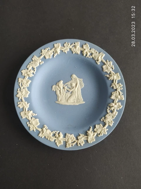 Wedgwood Jasperware Jaspis, Teller, Zierteller, 11/11,5 cm, blau/weiss,
