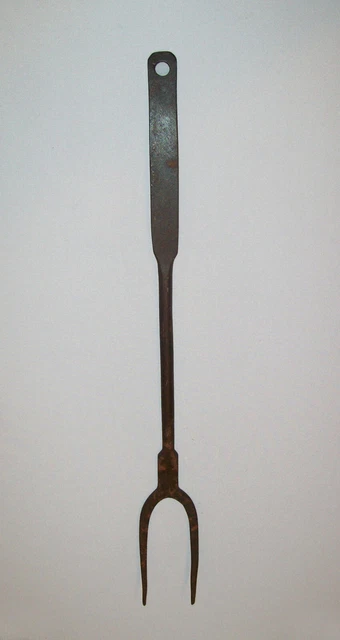 Old Antique Vtg 19th C 1800s Beautiful Wrought Iron Open Hearth Roasting Fork