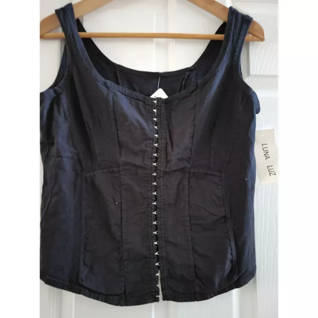 Luna Luz Sleeveless peasant boho cosplay Black Corset New size XL