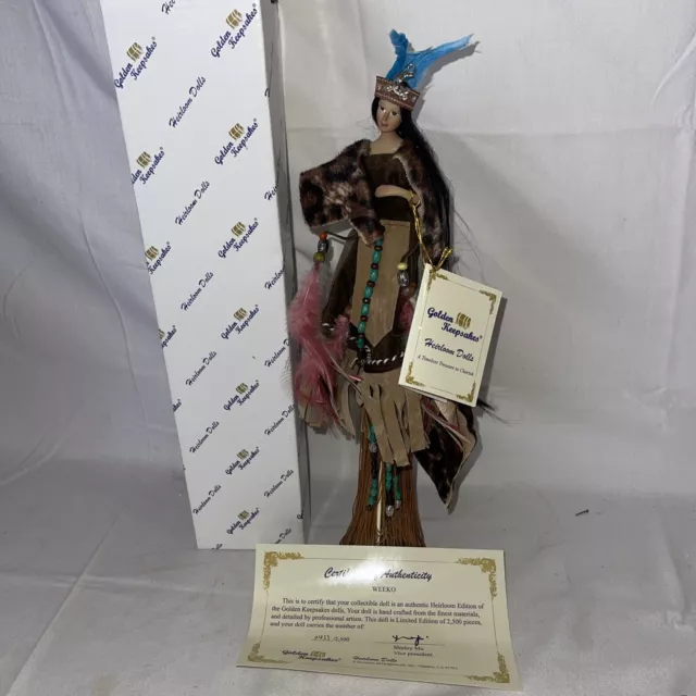 Golden Keepsakes Heirloom Native American "Princess Native" 15" Porcelain Doll