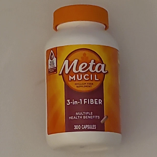 METAMUCIL MULTIHEALTH PSYLLIUM Fiber Supplement Capsules 300 Ct exp 08