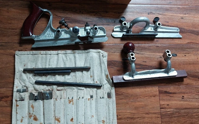 Stanley No. 45 SW Sweetheart Combination Plow Plane with 9 Cutters #