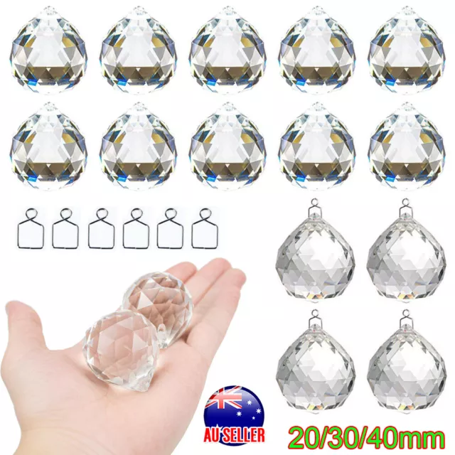 40/30/20MM Chandelier Clear Glass Prism Crystal Ball Pendant Sun-catcher Hanging