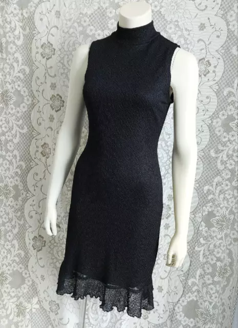 MINIMALIST Vintage 1970s Sleeveless BLACK LBD KNIT SWEATER DRESS - M