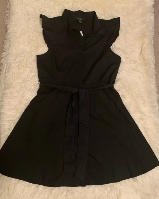 Women's Forever 21 Contemporary Collared Belted Shirt Dress Black Size XL