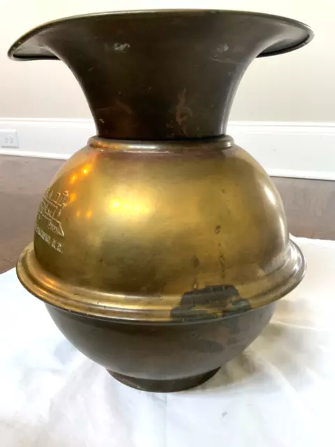 Union Pacific RR Spittoon double Embossed Brass Railroad large Verdigris vase