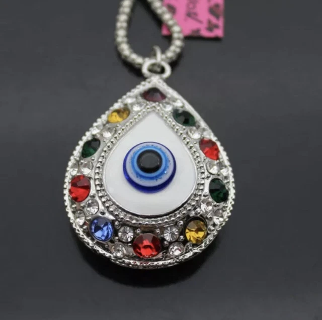Betsey Johnson Shiny Crystal Evil Spirits Water Droplets Pendant Necklace NWT