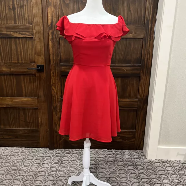 Lulu’s Dress Women Small Red Off The Shoulder