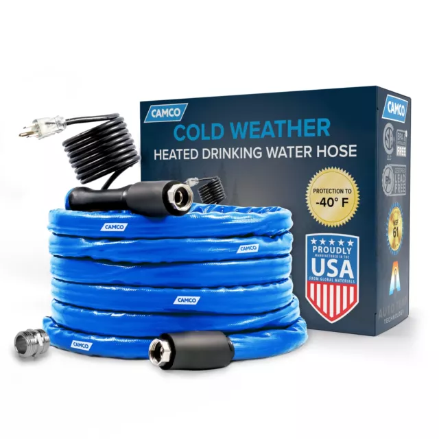 Camco 25-Foot Heated Drinking Water Hose Features water Line Freeze Protection